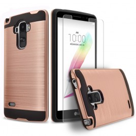 LG G Stylo, LG Stylus Case, 2-Piece Style Hybrid Shockproof Hard Case Cover with [Premium Screen Protector] Hybird Shockproof And Circlemalls Stylus Pen (Rose Gold)